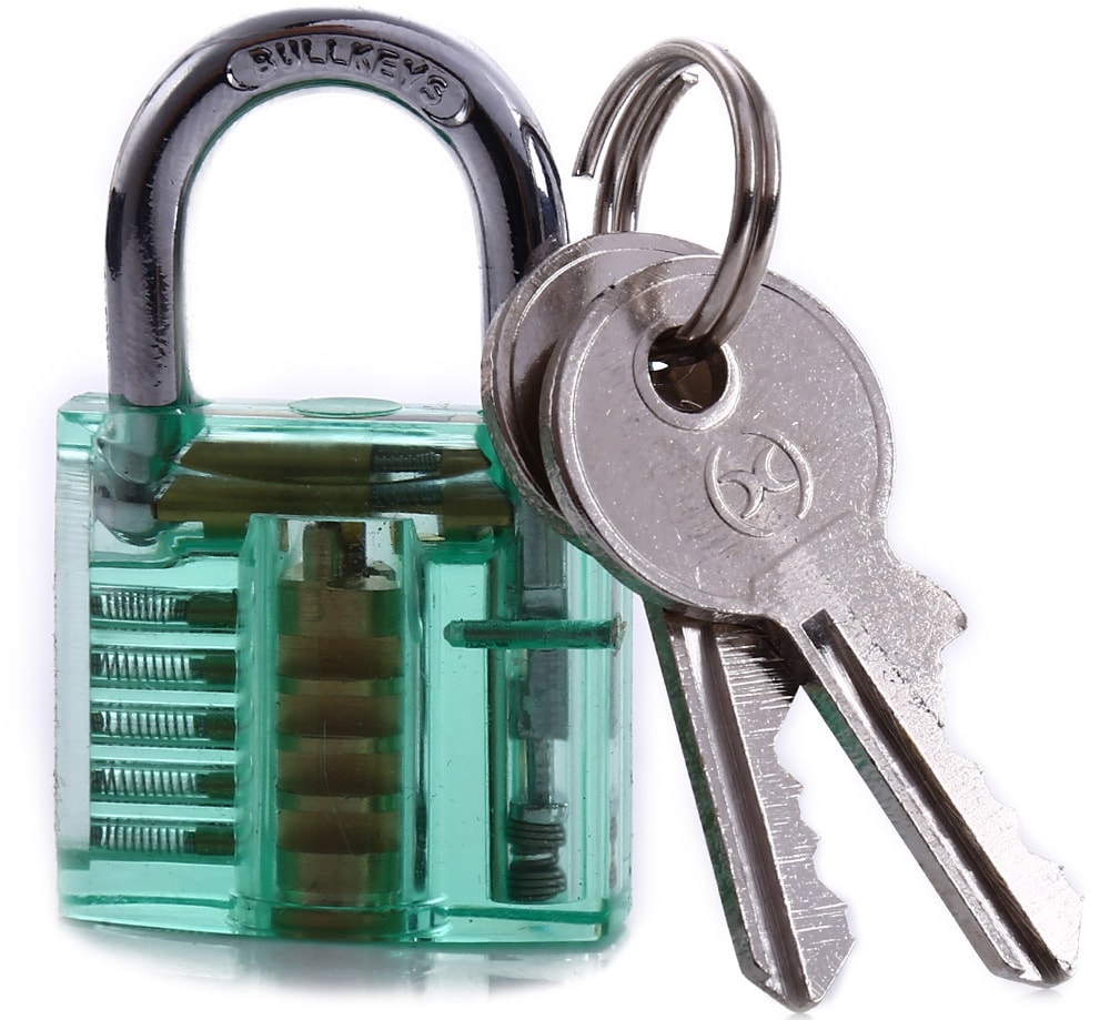 S - 65 Mini Transparent Practice Padlock + Credit Card Lock Pick Set for Locksmith- Sandy Brown