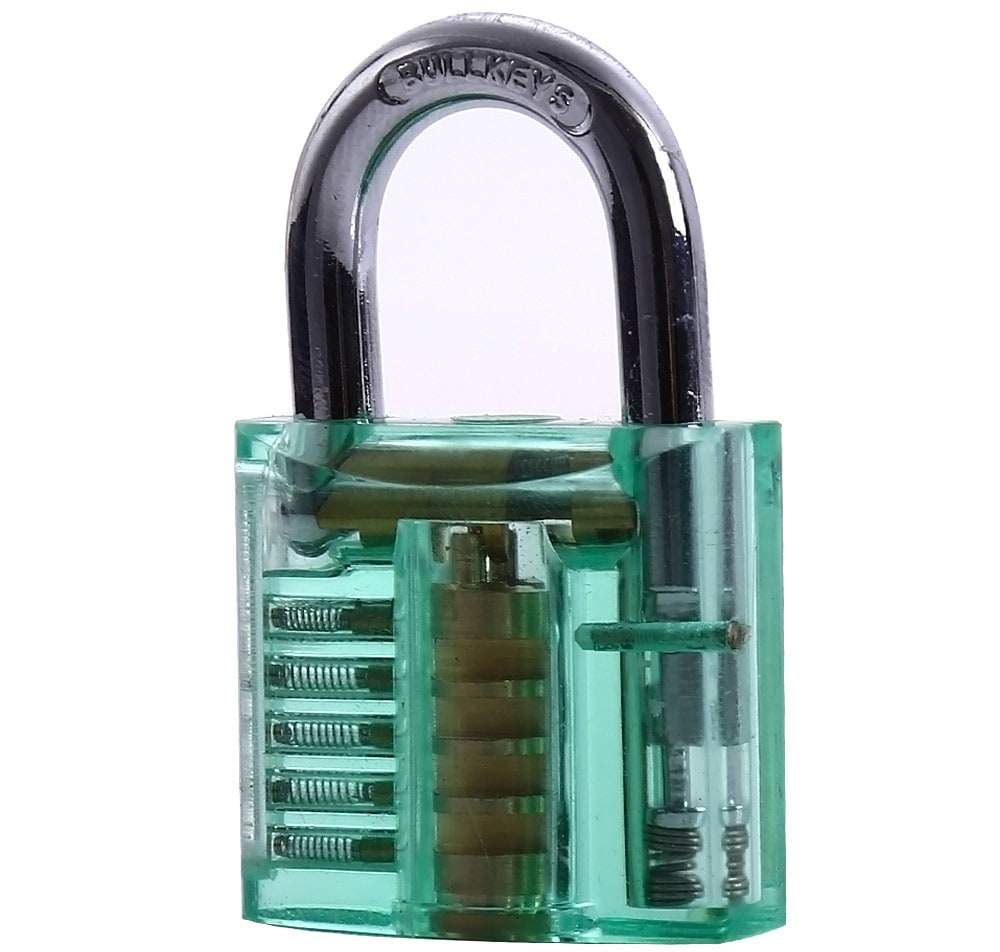 S - 65 Mini Transparent Practice Padlock + Credit Card Lock Pick Set for Locksmith- Sandy Brown