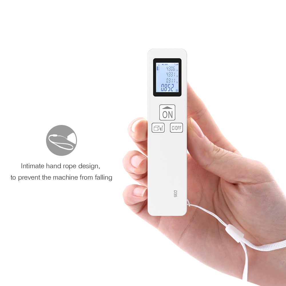 Small Handheld Laser Distance Meter Portable Rangefinder 35M- White