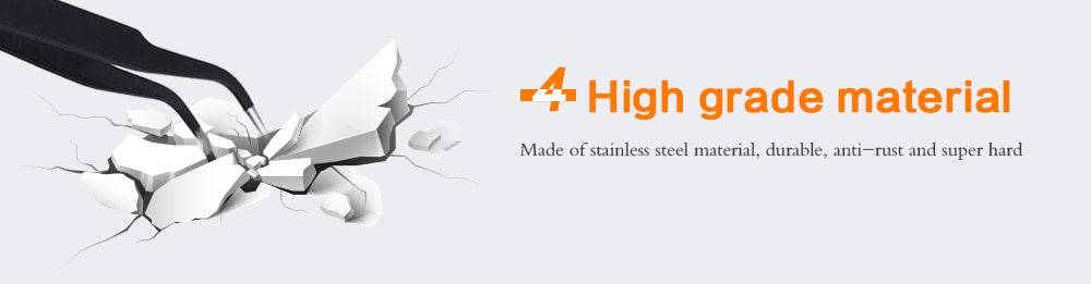 Stainless Steel ESD Anti-static Tweezer for Detail Work 9PCS- Black