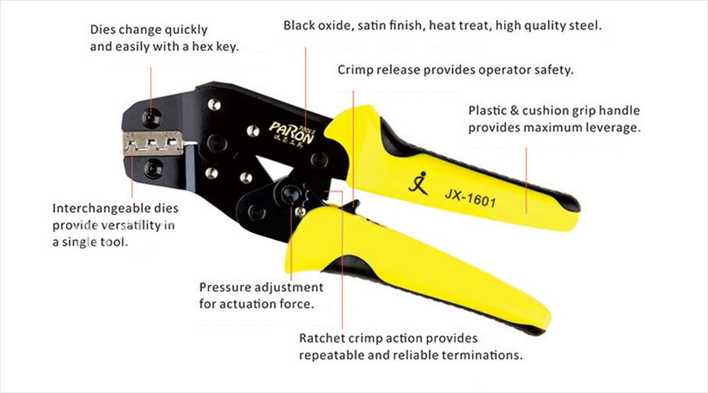 Multi-function Ratchet Wheel Save Effort Crimping Press Plier- Yellow and Black