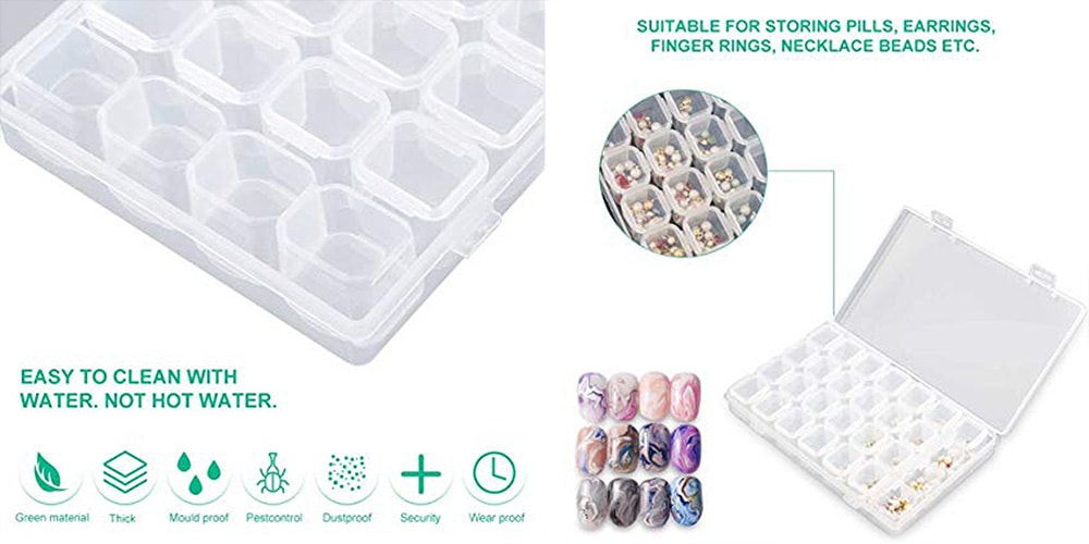 Transparent Plastic Grid Box Storage Organizer - Transparent
