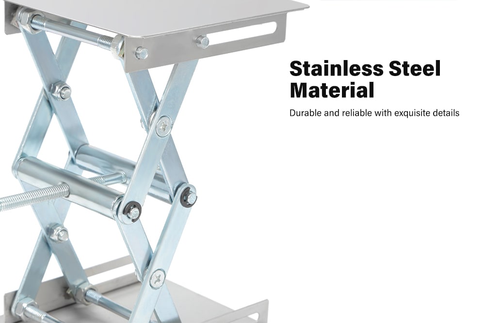 Stainless Steel Lifting Platform Stand Rack Scissor Lab Jack- Silver