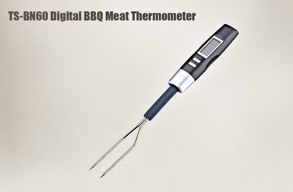 TS - BN60 Digital BBQ Electronic Meat Thermometer Barbecue Fork Probe- Black Grey