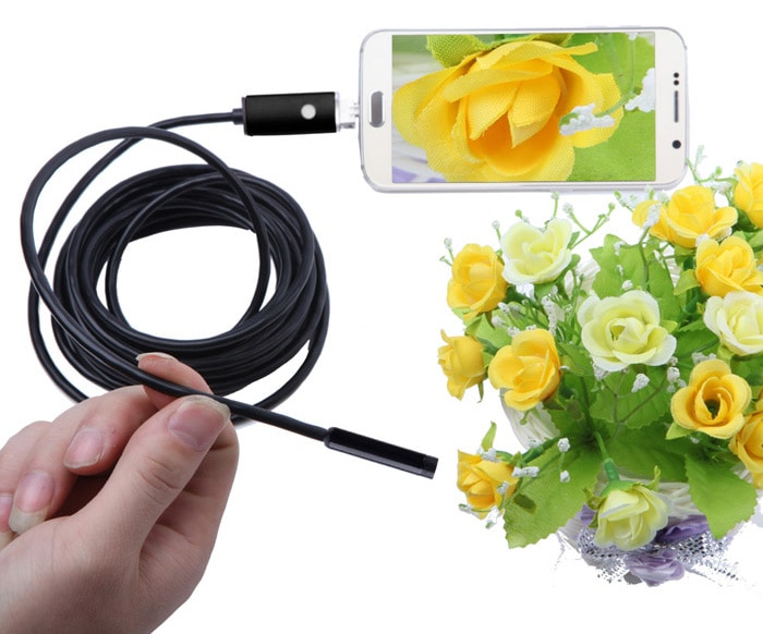 NV99-B5-5.5 2 in 1 Android PC 5.5mm Lens Endoscope Inspection Wire Camera IP67 Waterproof 5m- Black 5M