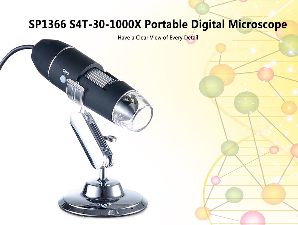 SP1366 S4T - 30 - 1000X Portable Digital 1000X Electron Microscope Magnifier - Black