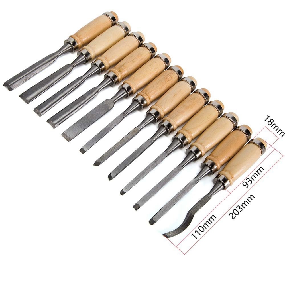 Wood Carving Knife Chisel Set 12 Pcs Sharp Woodworking Tools with Carrying Case Great for Beginners- Wood