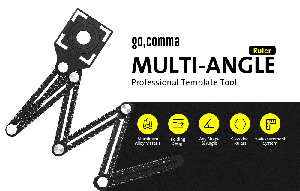 gocomma Universal Scaleplate Multi Angle Measuring Tool - Black