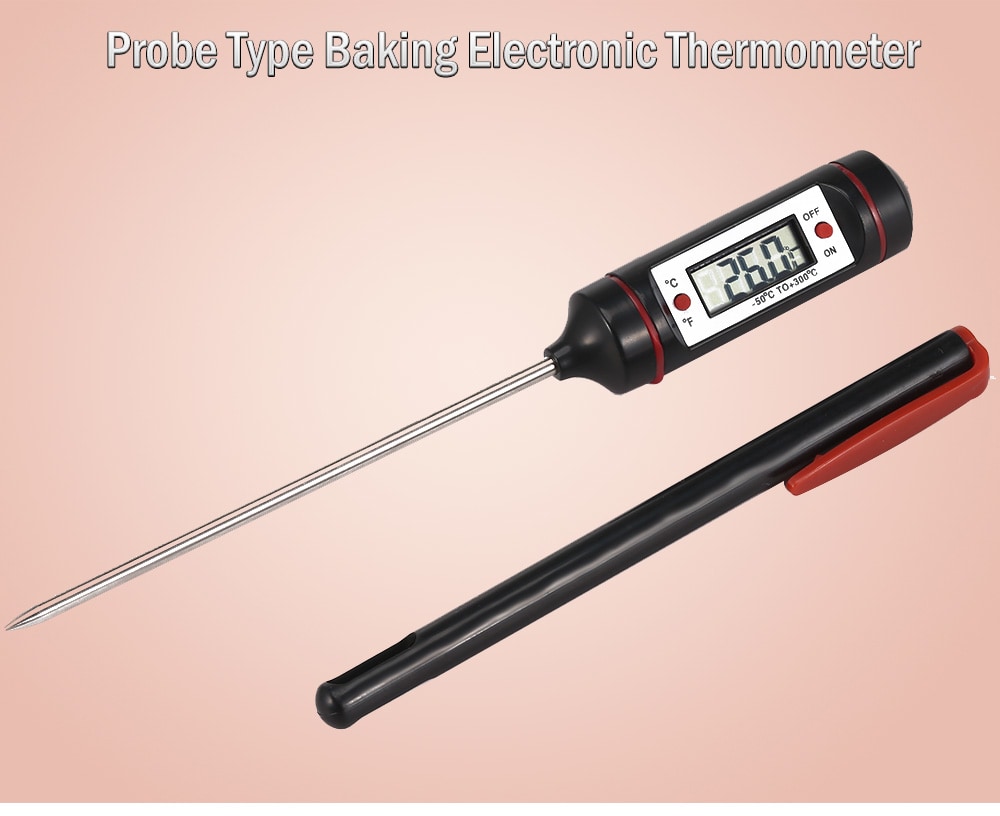 Probe Type Baking Electronic Thermometer- Black