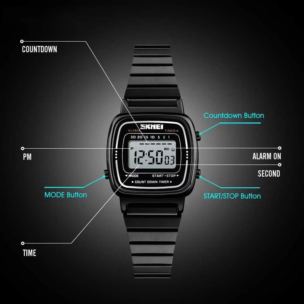 SKMEI Men Fashion Casual Watch LED Digital Watches- Silver