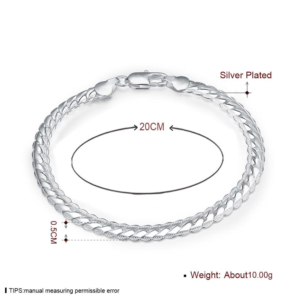 Snake Shape Alloy Chain Bracelet Gift for Men Charm Jewelry 5M- Silver