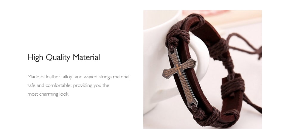 Wearable Unique Bible Verse Cross Unisex Bracelet- Brown