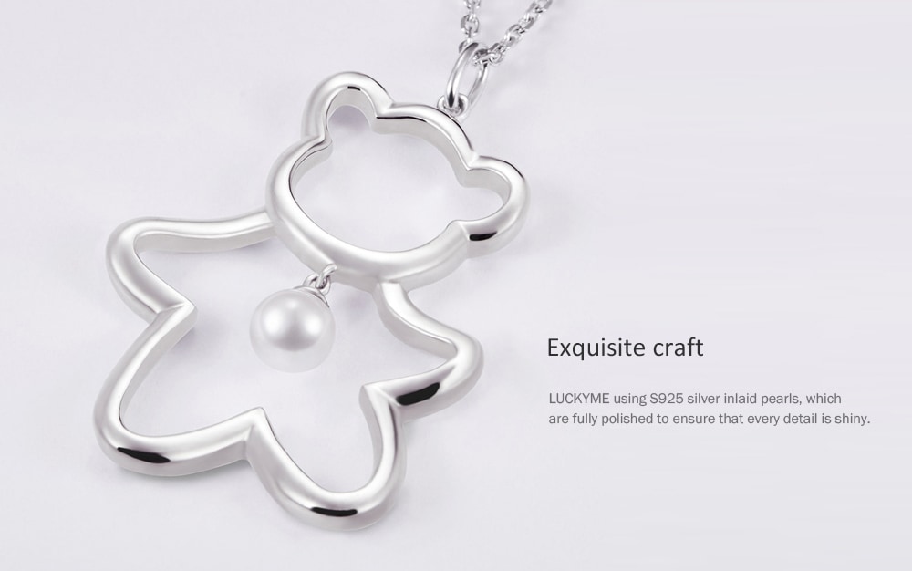 Xiaomi Youpin LUCKYME Cute Bear 925 Silver Inlaid Pearl Jewelry- Silver Necklace
