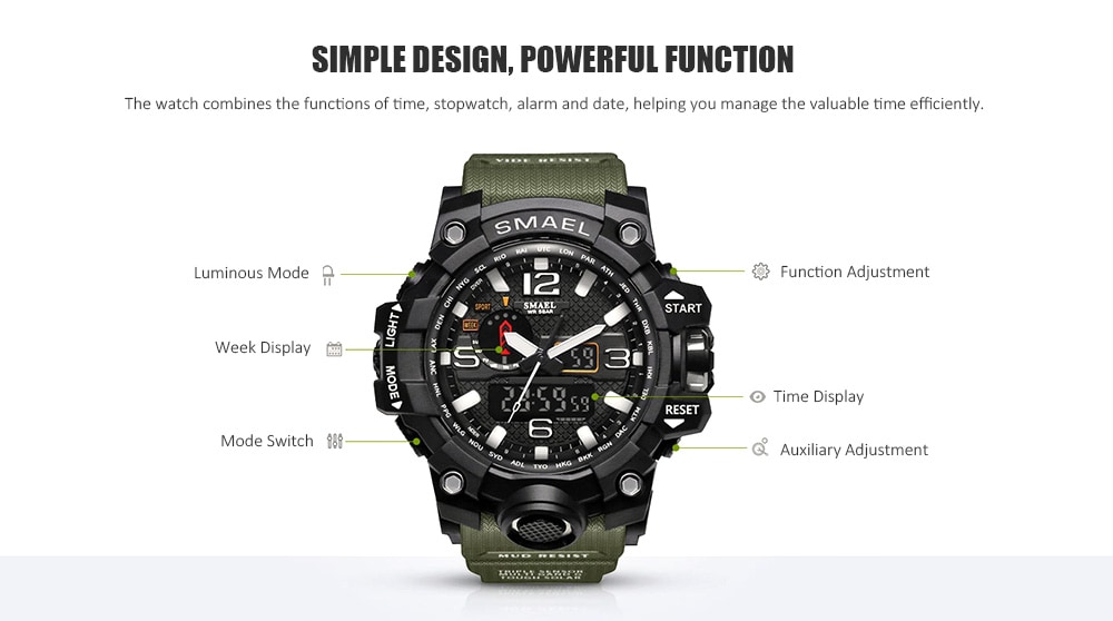 SMAEL 1545 Men Business Waterproof Leisure Quartz Watch- Multi-A Black