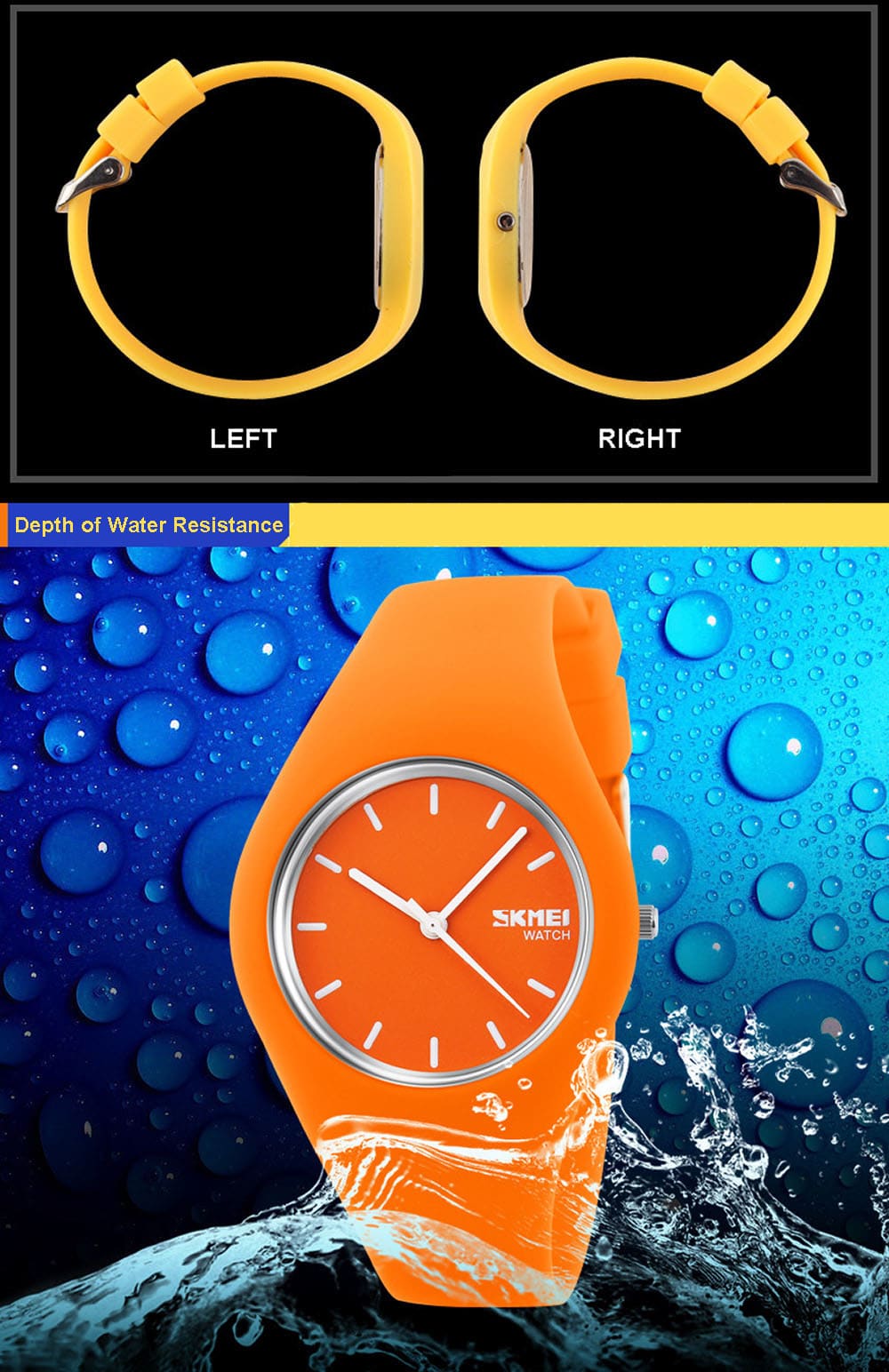 Skmei 9068 Sport Quartz Watch Silicon Strap Wristwatch for Men Women- White and Black