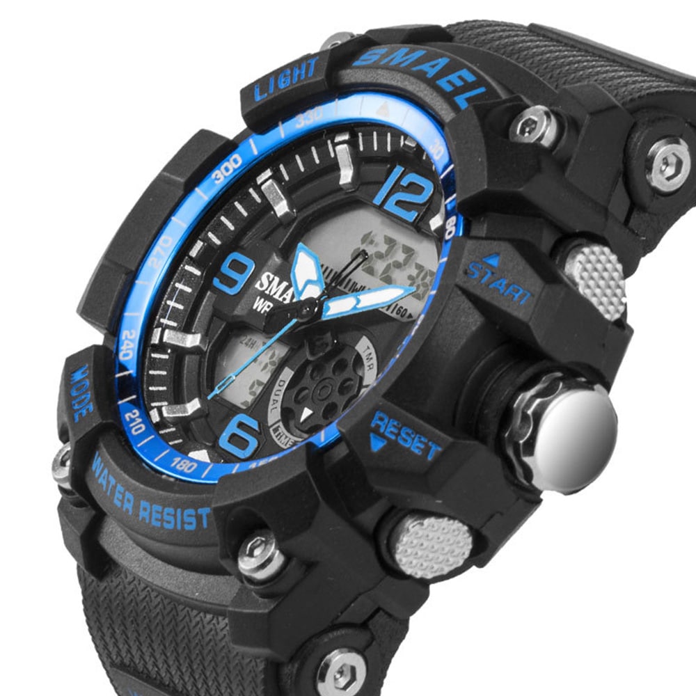 Smael Fashion Creative Large Dial Water Resistant Analog-Digital Sport Watch- Light Khaki