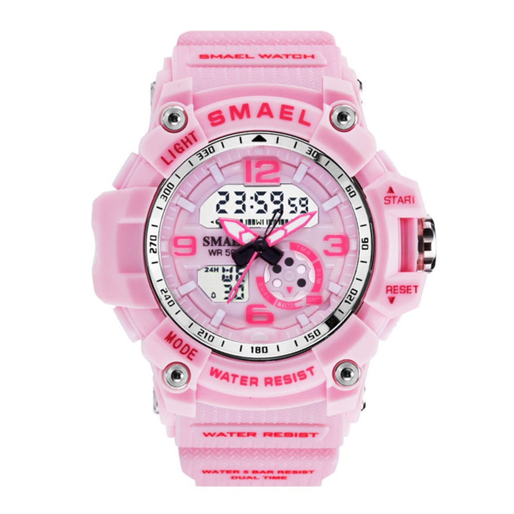 Smael Fashion Creative Large Dial Water Resistant Analog-Digital Sport Watch- Light Khaki