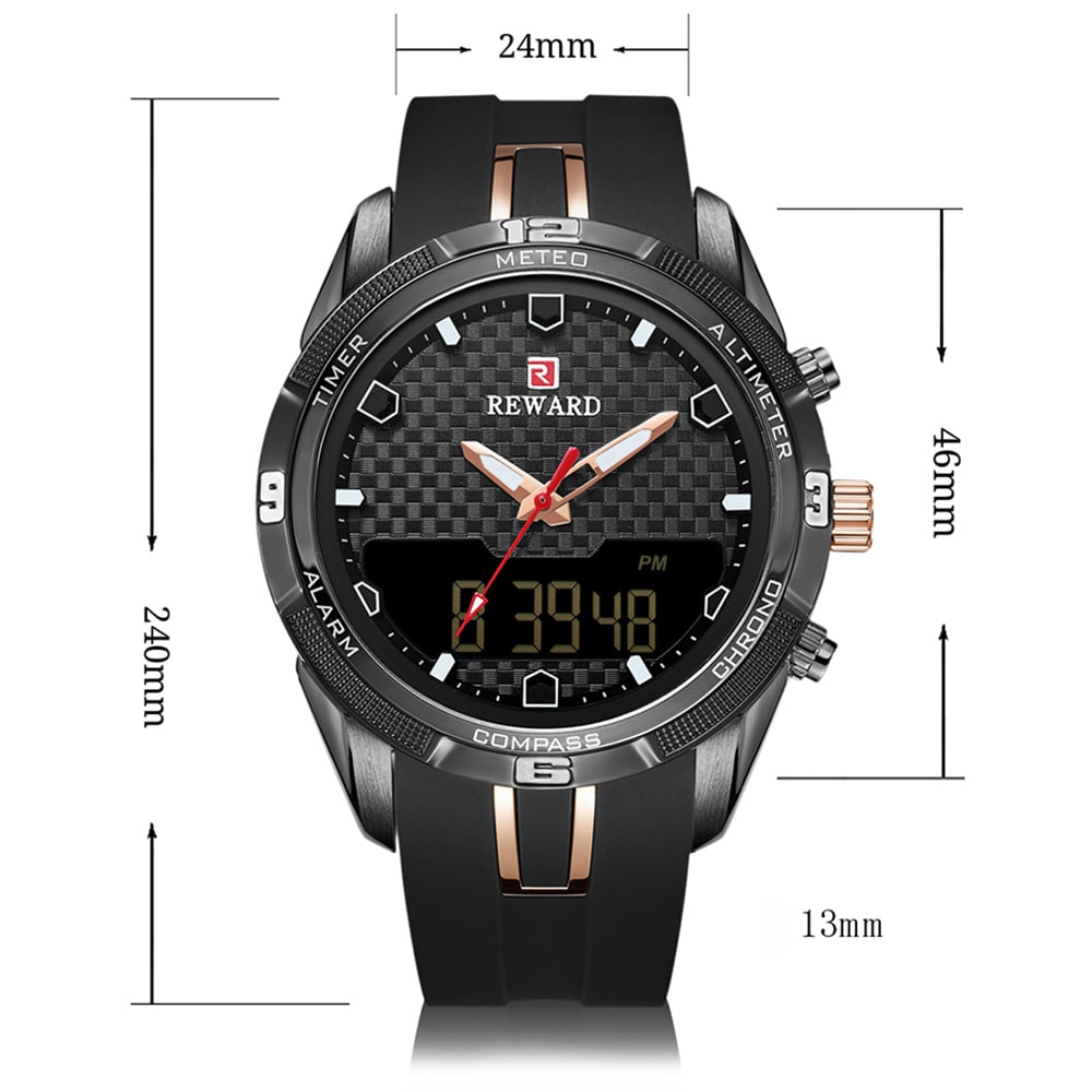 REWARD RD63095M Men's Waterproof Quartz Watch  - Multi-A Gray Dial White Case