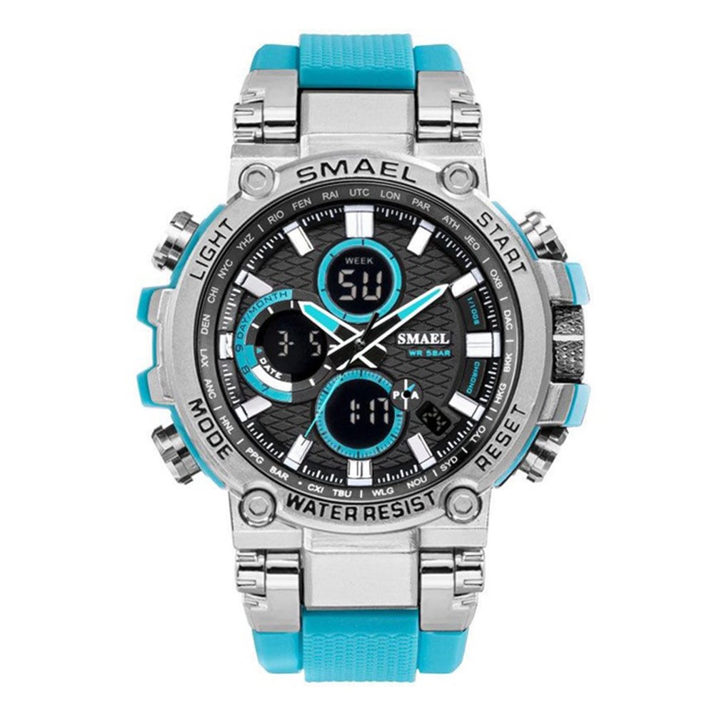 Smael Men'S Fashion Creative Large Dial Analog-Digital Sport Watch- Light Khaki