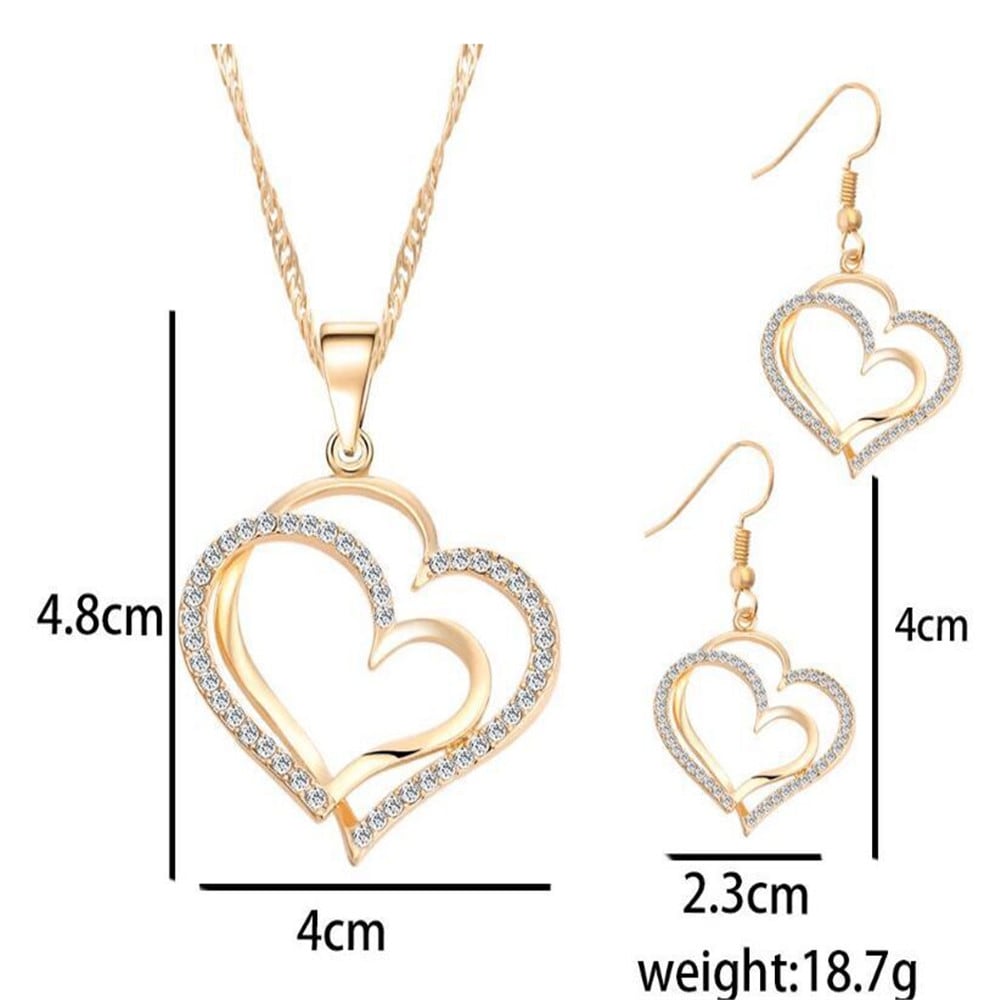 Princess Bride Bridesmaid Romantic Wedding Creative Necklace Earring Set Fashion- Silver