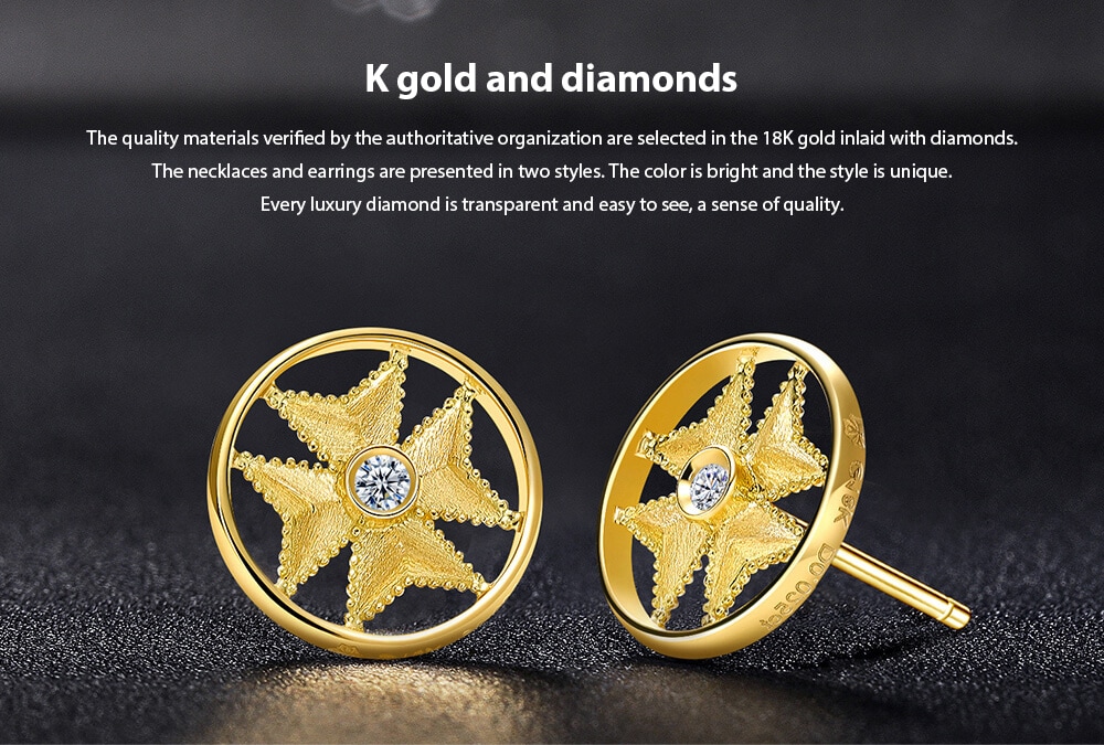 Xiaomi youpin LUCKYME 18K Gold Diamond Necklace Earrings- Gold Stud earrings