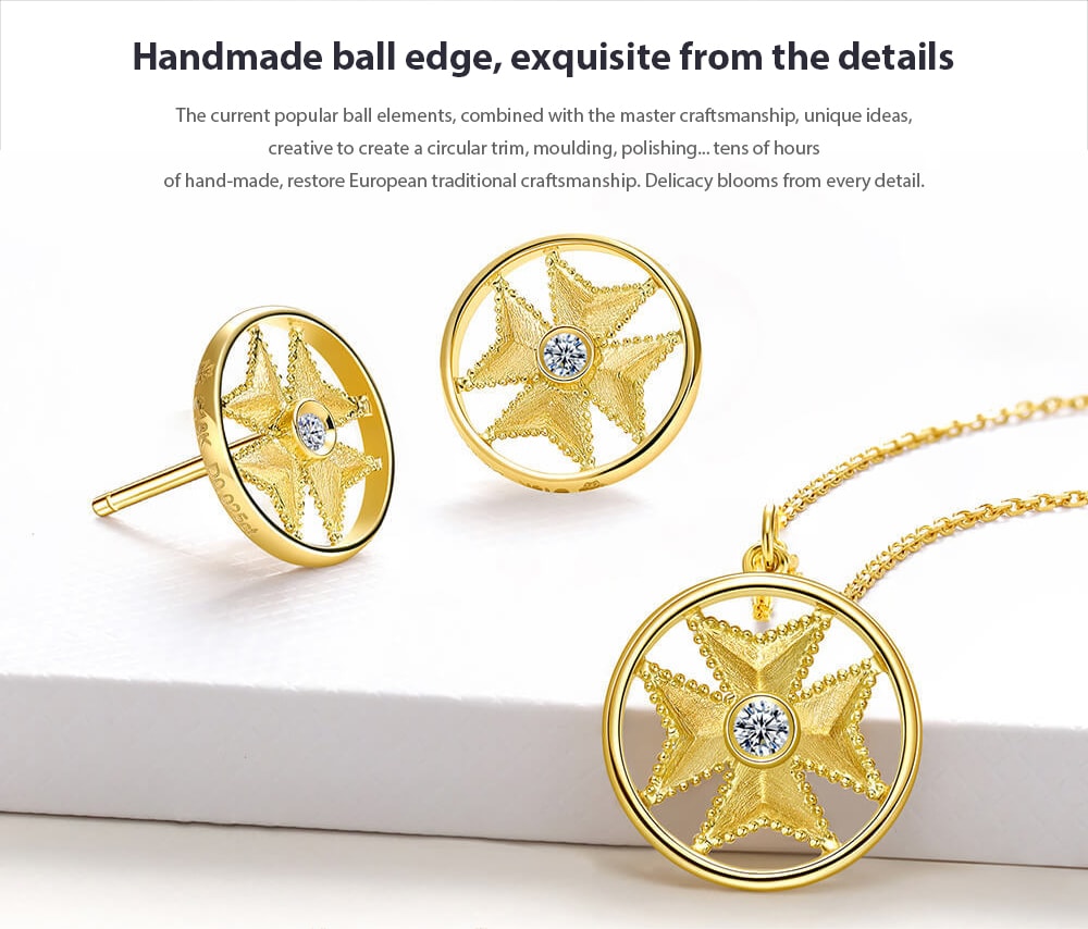 Xiaomi youpin LUCKYME 18K Gold Diamond Necklace Earrings- Gold Stud earrings