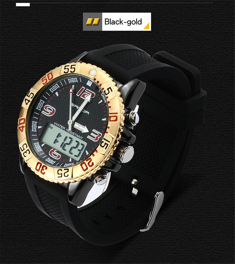 SANDA Sport Watch Men Military Waterproof Luxury Electronic Led Digital Watches- Multi-B