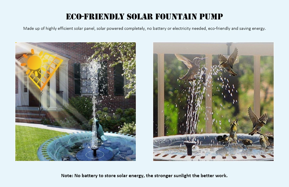 Solar Floating Bath Fountain Pump For Garden and Patio Watering- Black