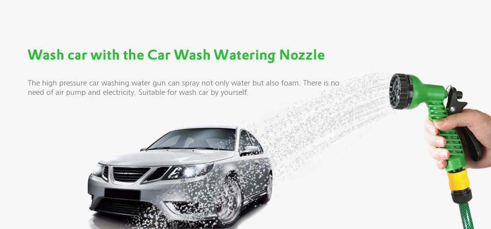 Wegarden Multifunctional 7-pattern Plastic Watering Nozzle Car Washing Garden Water Gun Spray- Emerald