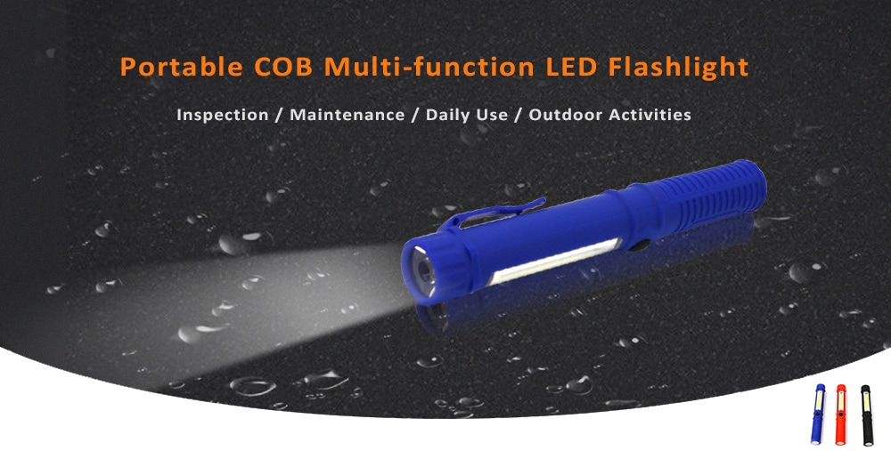 Portable Mini LED Multifunction Flashlight COB Hand Torch Lamp for Inspection / Maintenance- Red