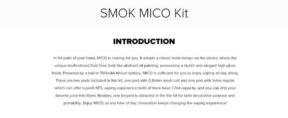 SMOK MICO Pod Starter Kit 700mAh Standard Edition- Blue