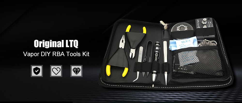 Original LTQ Vapor RBA Coil Designer Disassembling Repair Tools Kit with 16 Pieces Tool for Electronic Cigarettes DIY Atomizer- Black