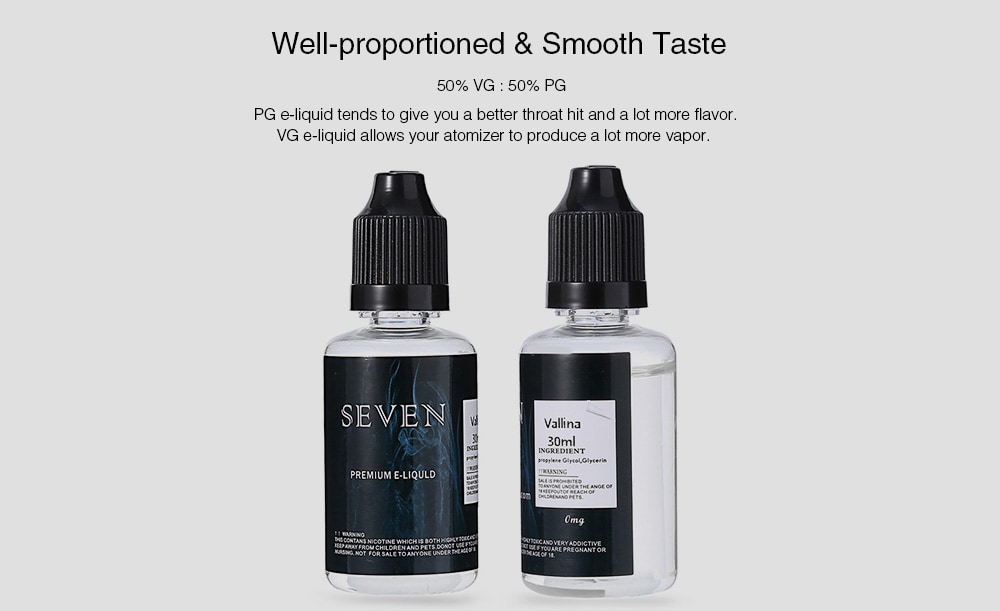 SEVEN Vanilla Flavor E-juice E-liquid for E Cigarette- Transparent 30ml 3mg