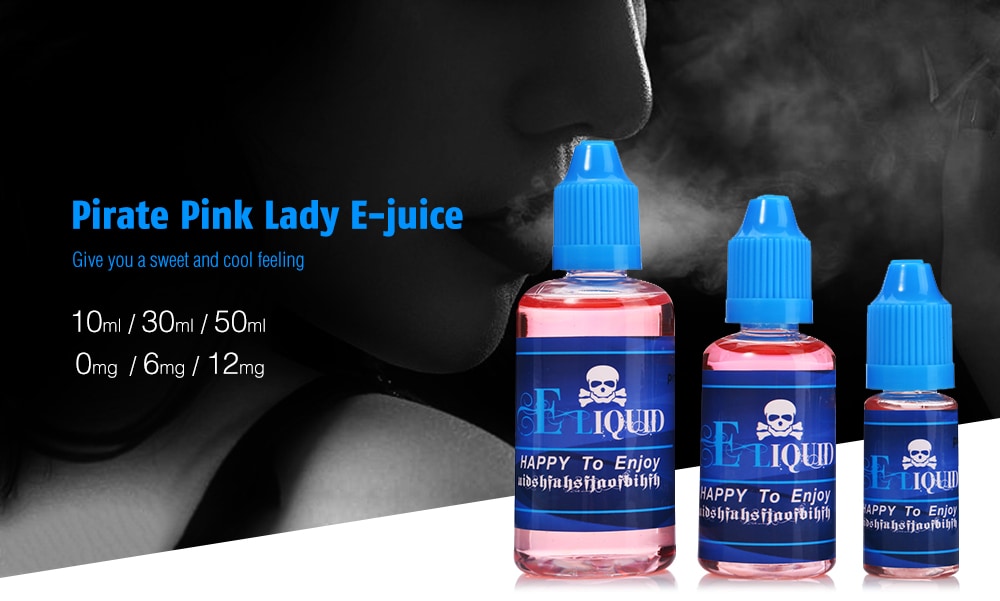 Pirate Pink Lady Strawberry with Mint Flavor E-liquid E-juice E Cigarette Accessory- Transparent 10ml 0mg