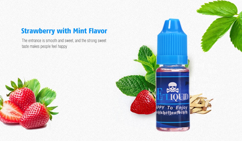 Pirate Pink Lady Strawberry with Mint Flavor E-liquid E-juice E Cigarette Accessory- Transparent 10ml 0mg