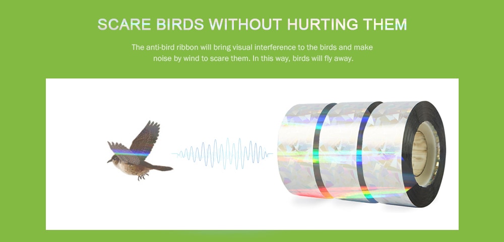 Reflective Laser Anti-bird Ribbon Animal Repellent Tape- Silver 150 feet