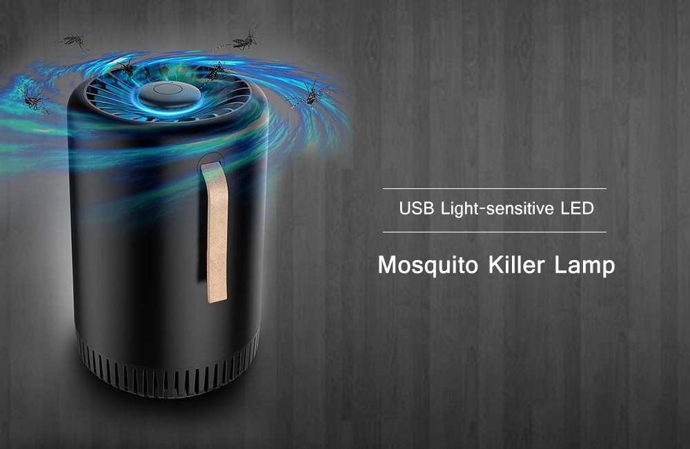 USB Powered Insect Light-sensitive LED Light Mosquito Killer Lamp- Black