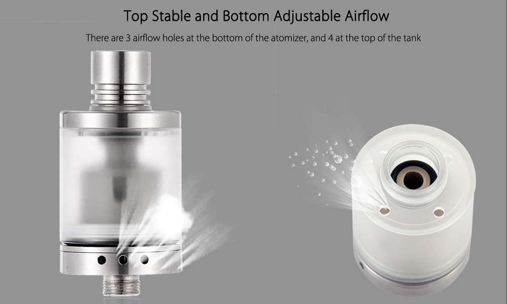 Pico RTA with 4ml Capacity / Bottom Adjustable Airflow / Top Filling for E Cigarette- Silver SIMPLE PACKAGE