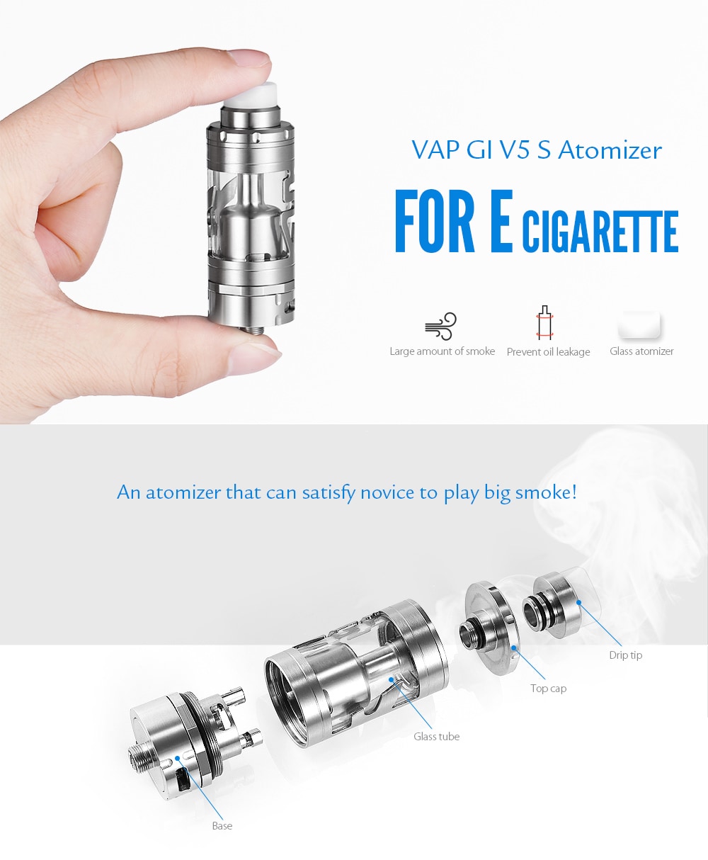 VAP GI V5 S Atomizer with 4.2ml / Bottom Airflow for E Cigarette- Silver