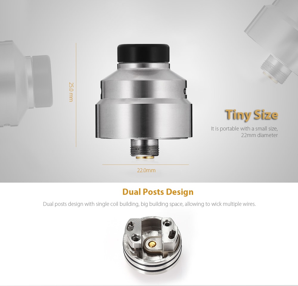 S RDA with Gold-plated Pin / Single Coil Building / Bottom Filling for E Cigarette - Silver