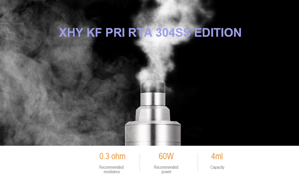XHY KF PRI RTA 304SS Edition with 4ml / Top Filling for E Cigarette- Stainless Steel