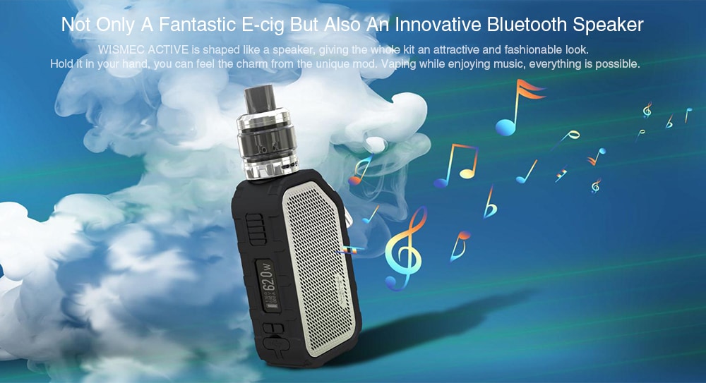 WISMEC Active Bluetooth Music TC Kit with 4.5ml Amor NS Plus Atomizer / Built-in 2100mAh Li-ion Battery- Black