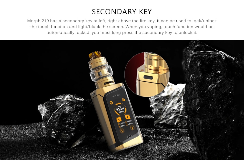 SMOK Morph 219 Touch Screen IQ-S Chip Various Modes 219W Mod Kits with TF219 Tank 6.0ml Standard Edition- Black