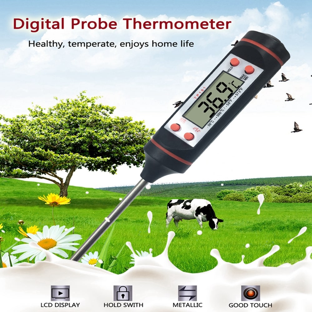 Pen Style Kitchen Digital Thermometer Meat Cake Candy Fry Food BBQ Dinning Temperature Household Thermometers- Black