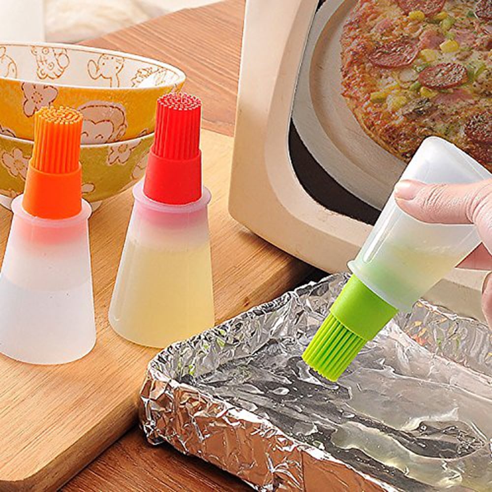 Silicone Barbecue Brush High Temperature Oil Brushs Baking Tools Barbecues Oils Bottle Sweeping Kitchen Utensils- Orange