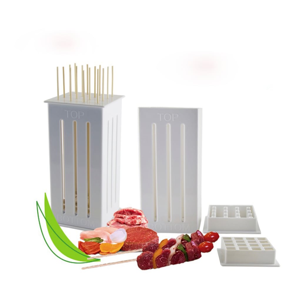 Skewers Food Slicer Kebab Maker Box Kit BBQ Grill Accessories Tool- White