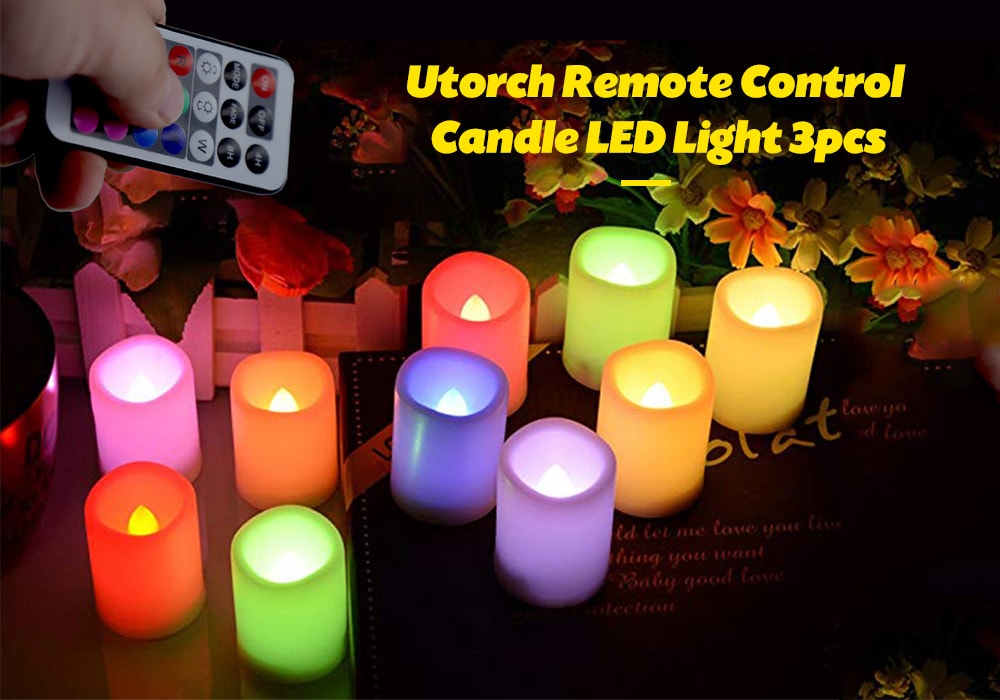 Utorch Remote Control Candle LED Light 3pcs- White 3 pieces with same size