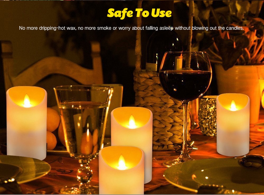 Utorch Remote Control Candle LED Light 3pcs- White 3 pieces with same size