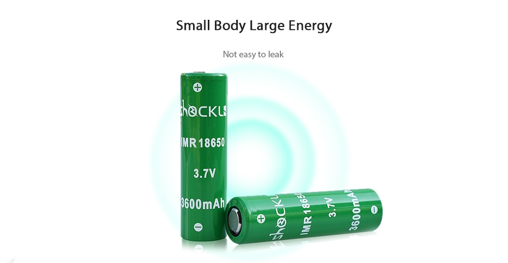 ShockLi IMR 18650 3600mAh High Drain 3.7V Rechargeable Battery Flat Top- 2PCS - Clover Green