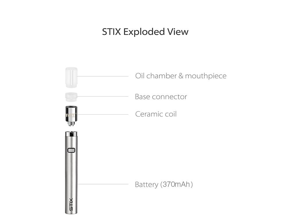 Yocan STIX Starter Kit with 370mAh / 1.8 ohm / 0.6ml for E Cigarette- Silver